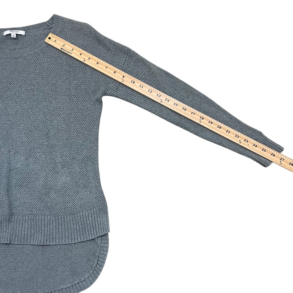 Madewell Women's Medium Waffle‎ Knit Sweater Light Gray Crew Neck Long Sleeve - Picture 6 of 7